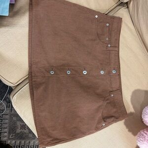 Size 18 Corduroy Button-Front Mini Skirt in Brown